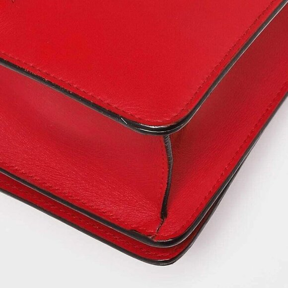 Gucci Red Leather Peony Medium Eye Chain Shoulder Bag - Picture 5 of 11